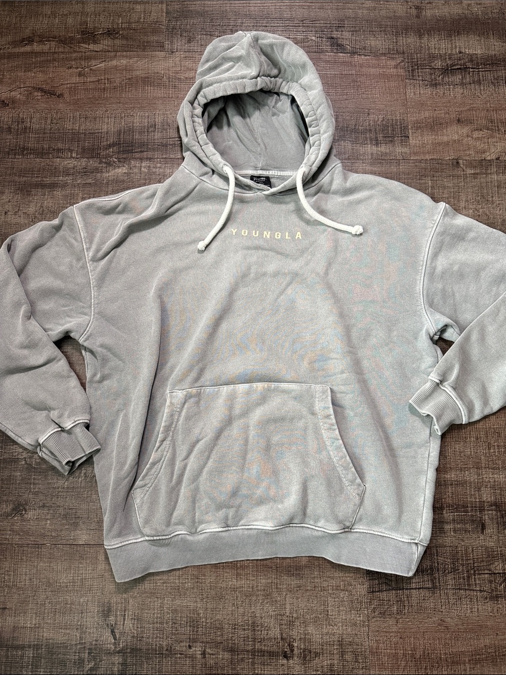 YoungLA Light Gray Hoodie with Yellow Logo